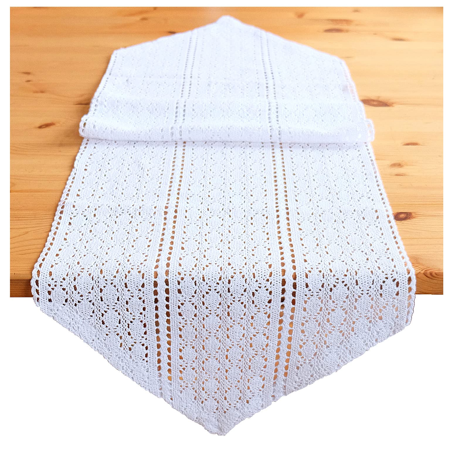 heimtexland Typ793 Bistrogardine 45x120 cm Weiß Häkelspitze blickdicht