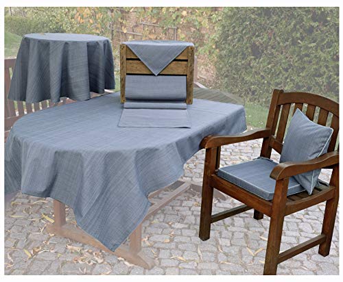 heimtexland Typ645 Tischdecke rund 145 cm grau Outdoor meliert