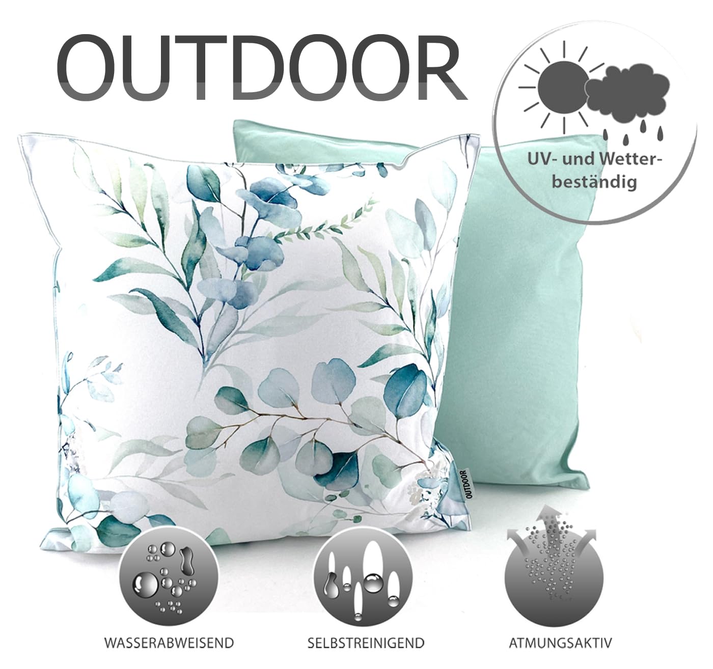 heimtexland Lotus Effekt Typ742 Outdoorkissen 45x45 cm Eukalyptus