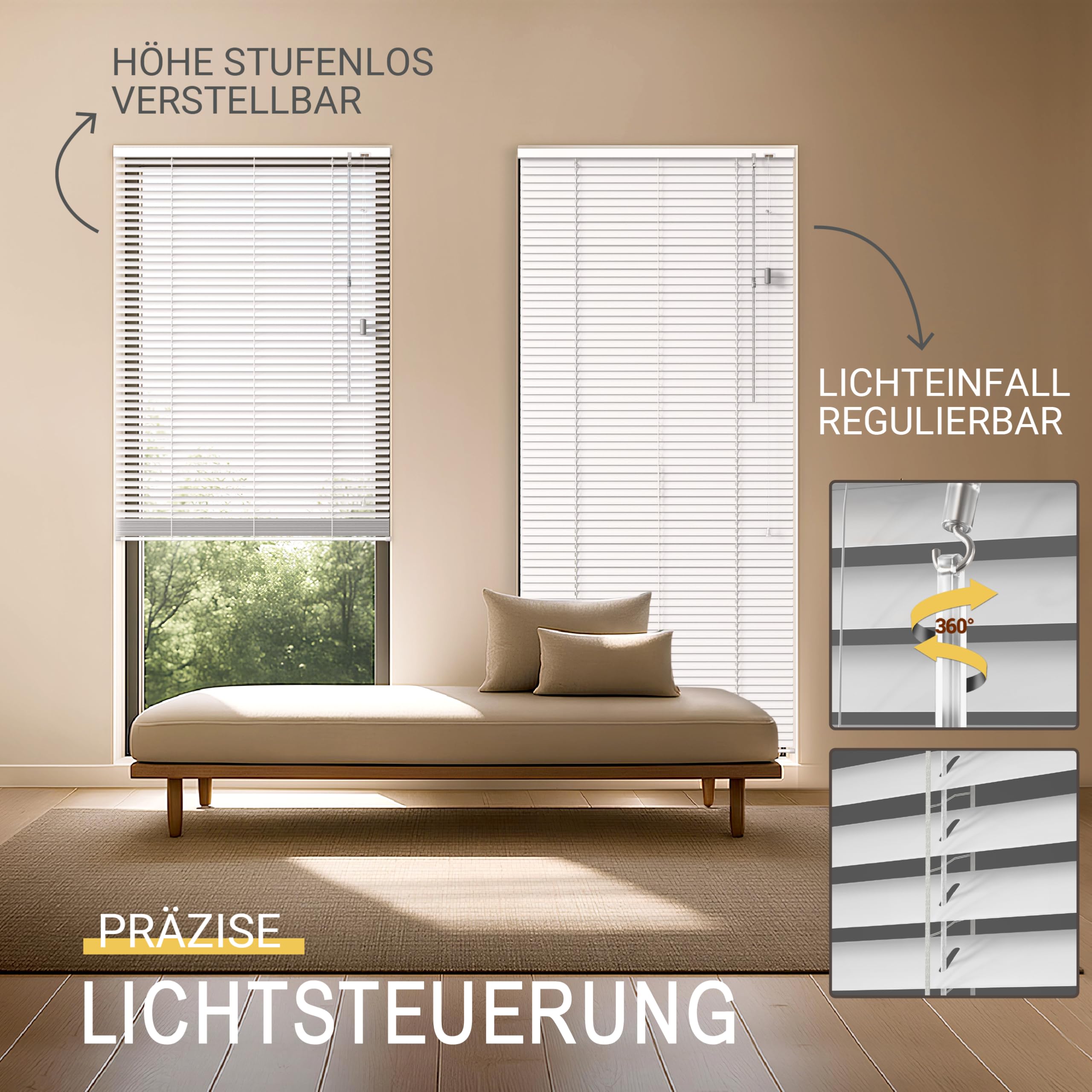 Sol Royal Alu Jalousie 25mm B80x175 Weiß Glänzend zum Klemmen