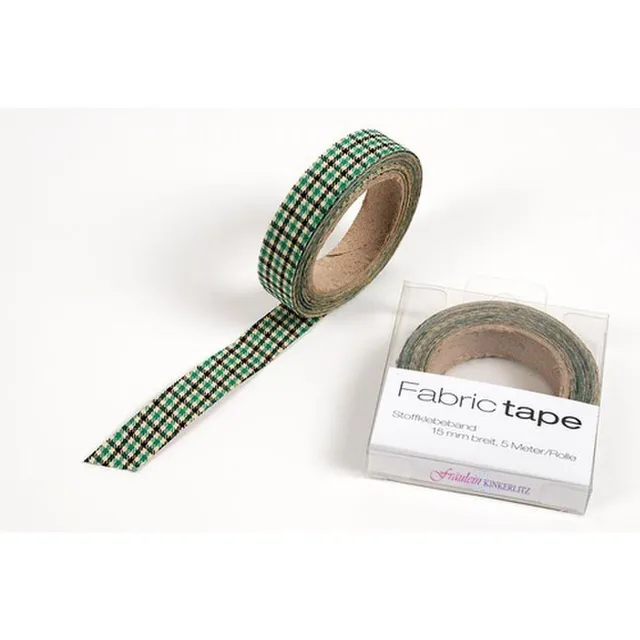 HAB & GUT TT009V Stoffband Grün-Schwarz Karo 15mm 5m