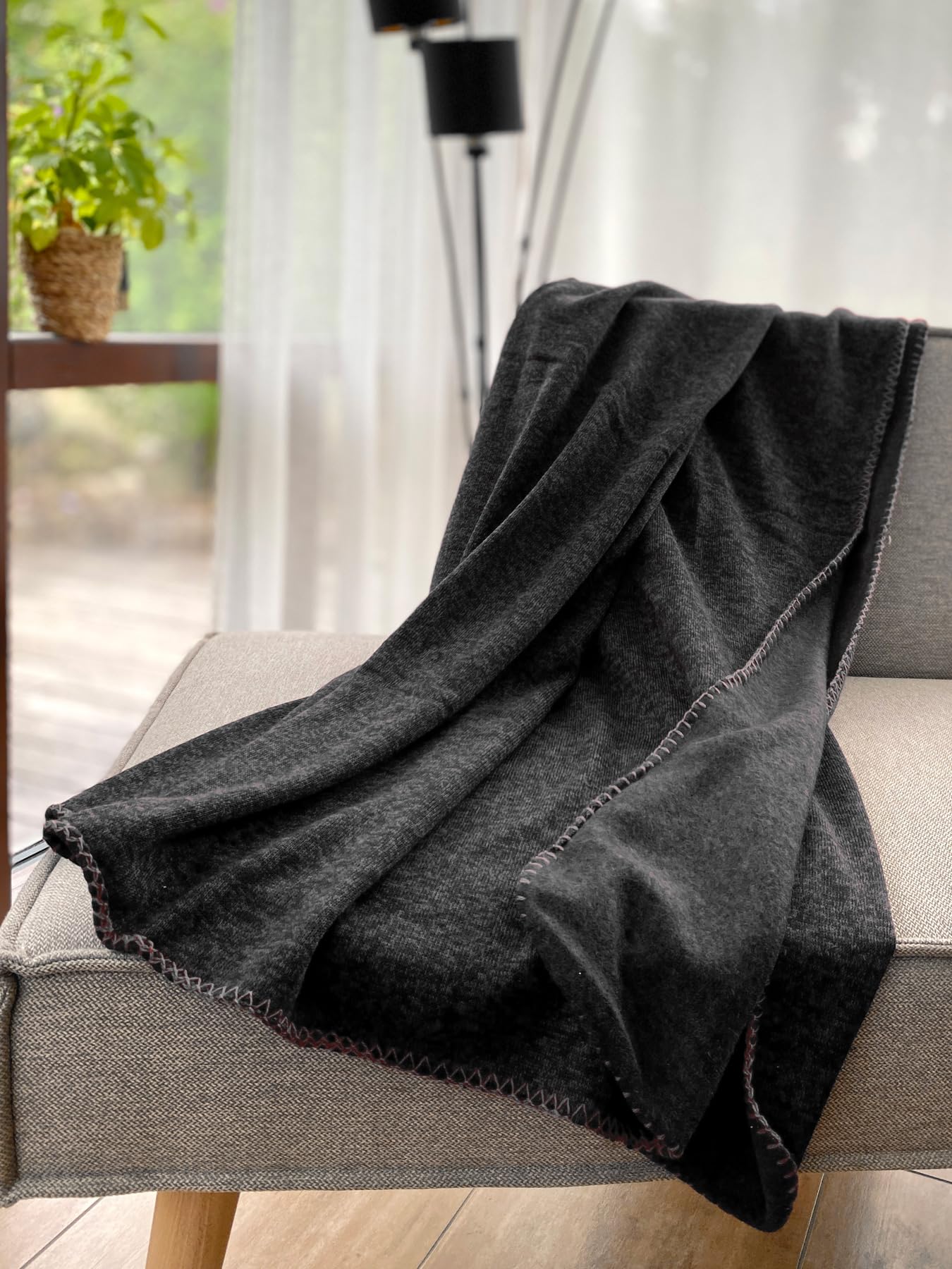 heimtexland Typ854 Wohndecke 150x200 cm anthrazit Strick-Fleece