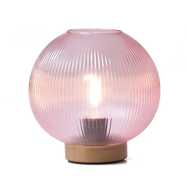 HAB&GUT LED239 Windlicht Riffelglas Rose Batterie warmweiß