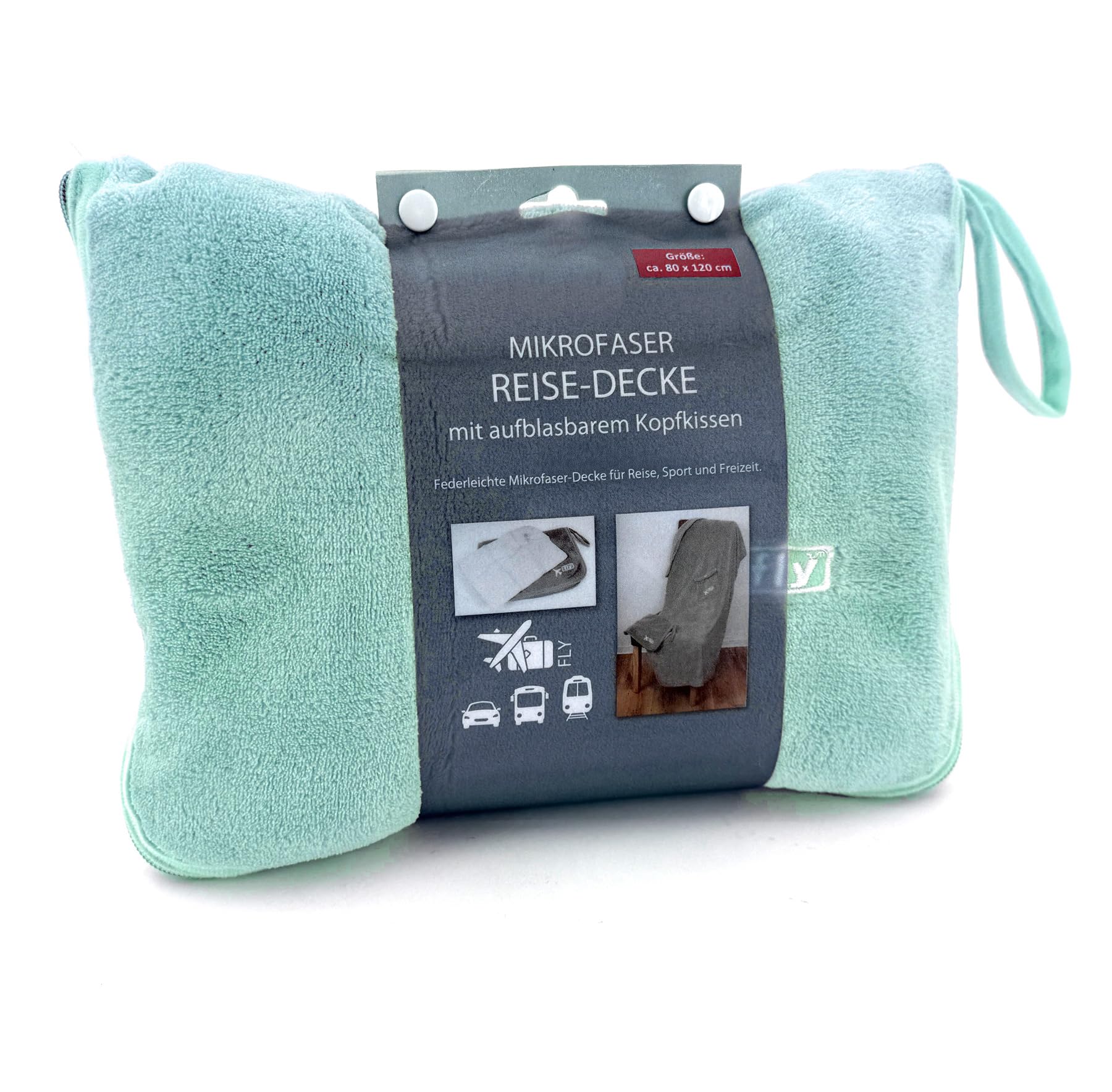 heimtexland Typ908 Reise-Set Reisedecke 80x120 Türkis mit Kissen