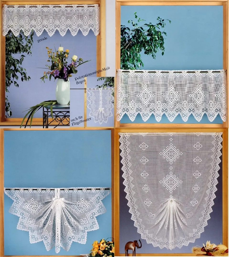 heimtexland Typ232 Scheibengardine 90x52 cm Weiß Karo Jacquard