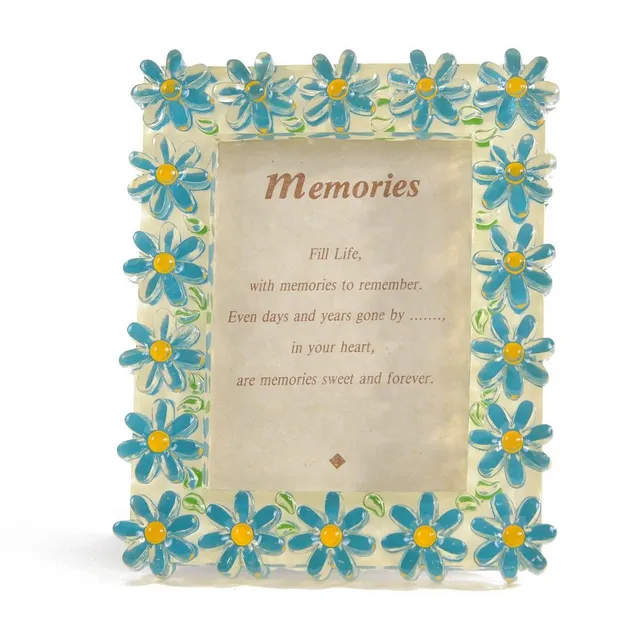 HAB & GUT Flowers Bilderrahmen Blau 13x11 cm Blumenmuster