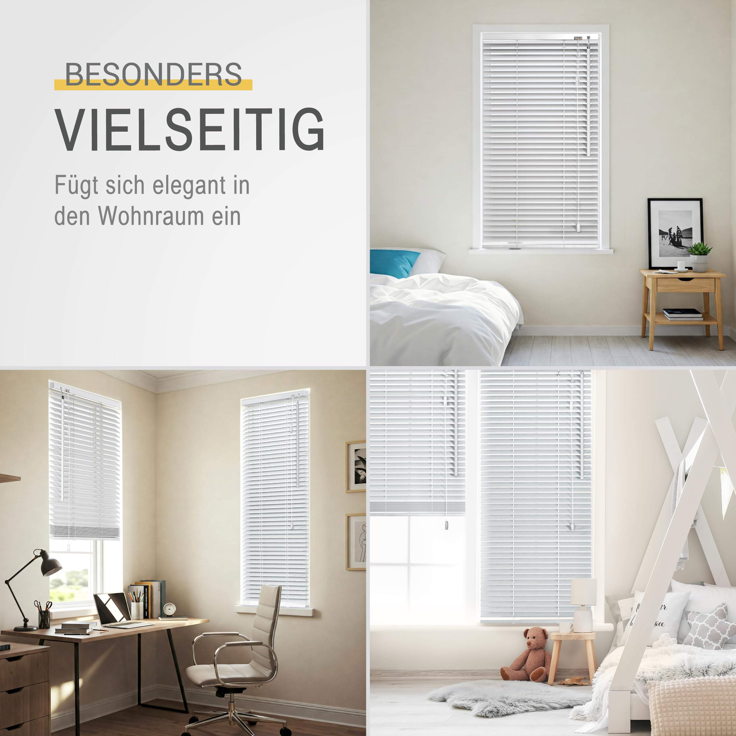 Sol Royal JH3 Holzjalousie 140x160 cm weiß lichtdicht