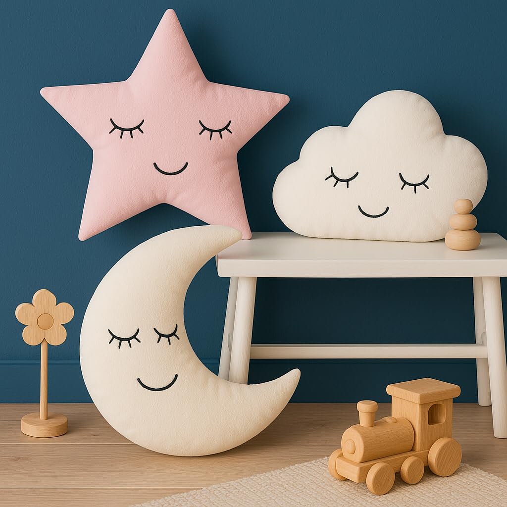 heimtexland Typ916 Mond Kuschelkissen Creme mit Gesicht