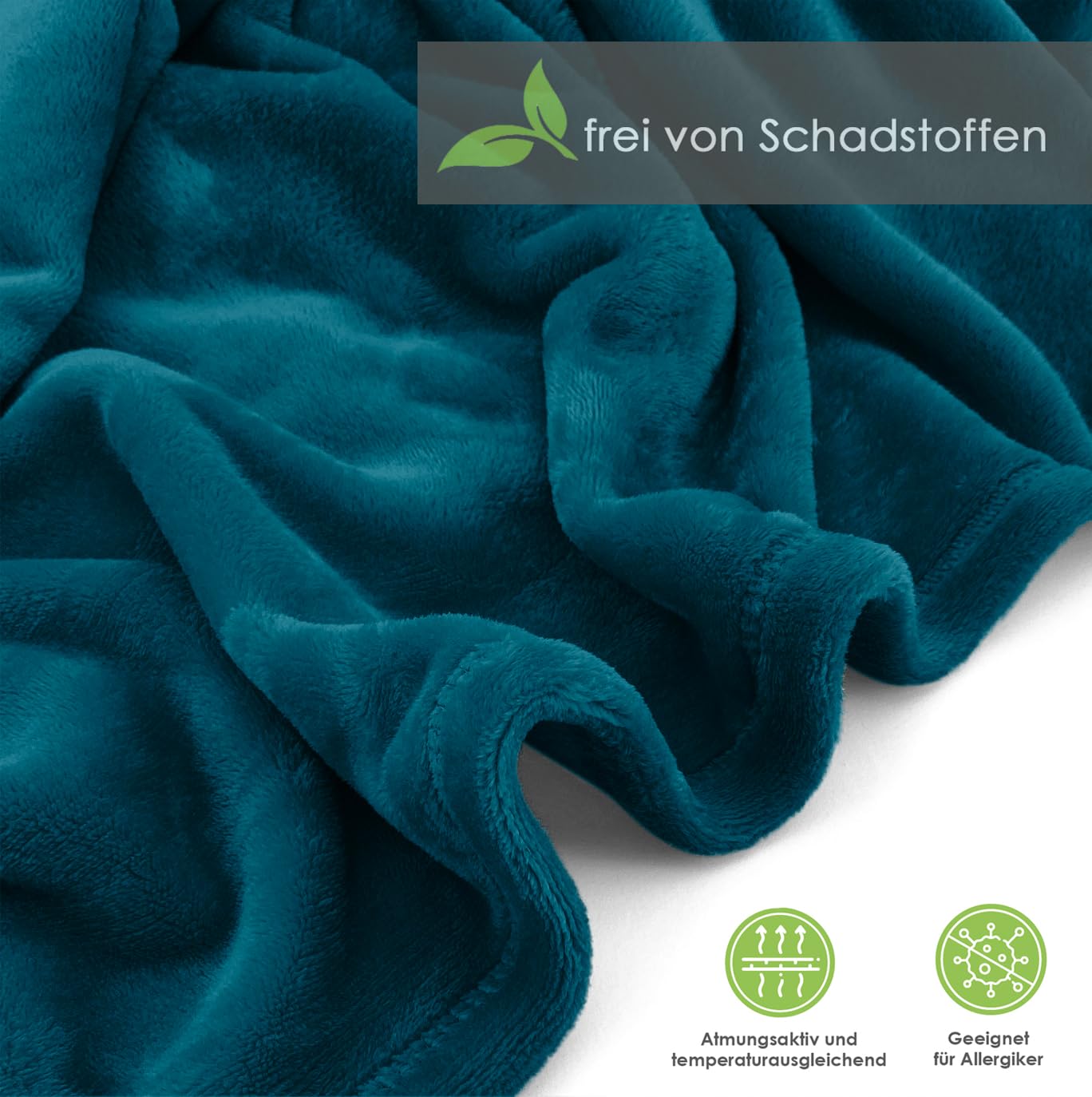 heimtexland Typ870 Ärmeldecke 180x150 cm Dunkelpetrol Flanell
