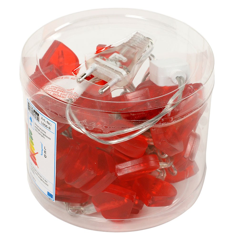 HAB & GUT L006-R Lichterkette Herzen Rot 5 m