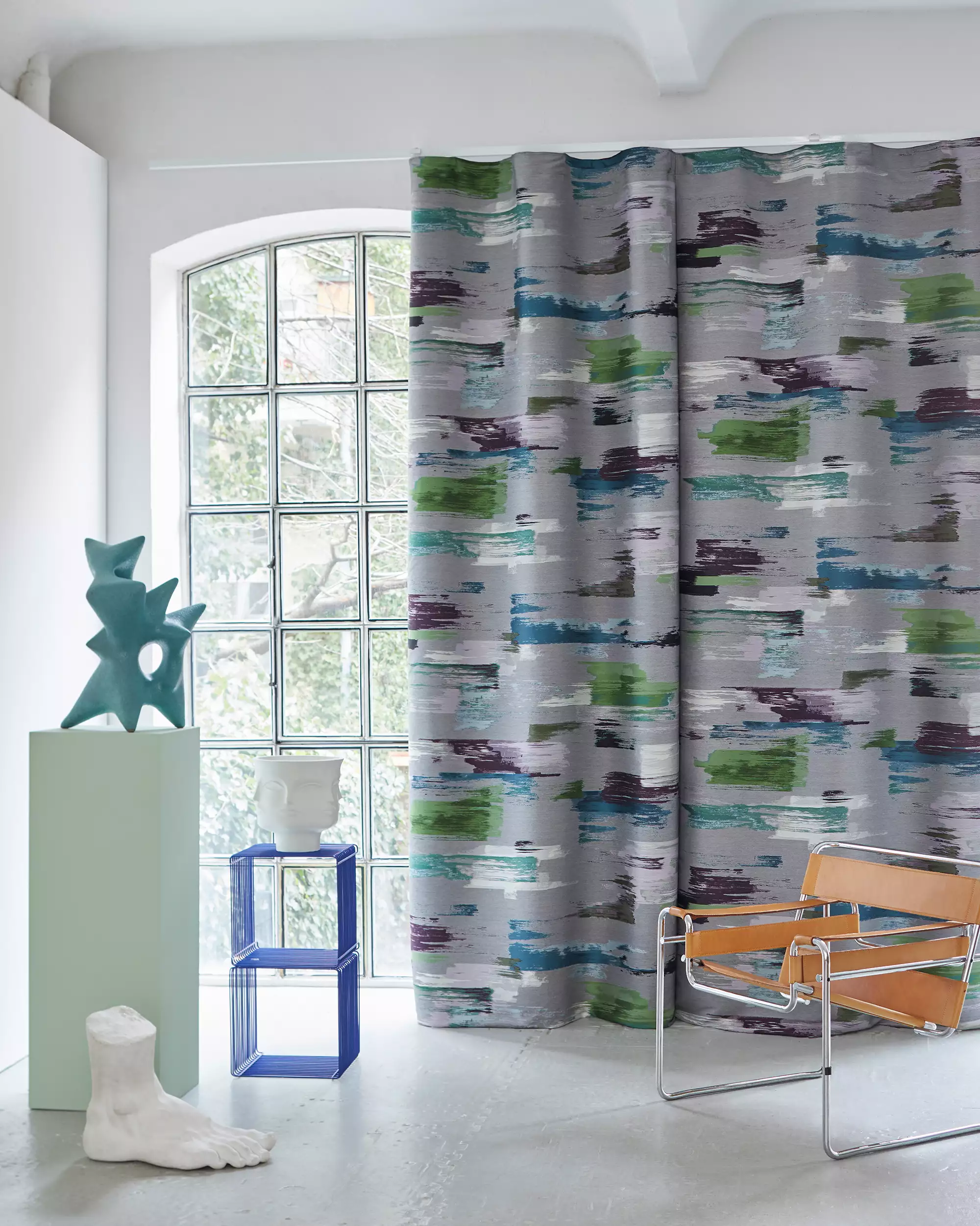 Création Baumann Rush Vorhangstoff dicht Jacquard Pinselstrich