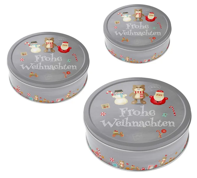 heimtexland Typ658 Gebäckdosen Weihnachtstrio 3er Set Rund