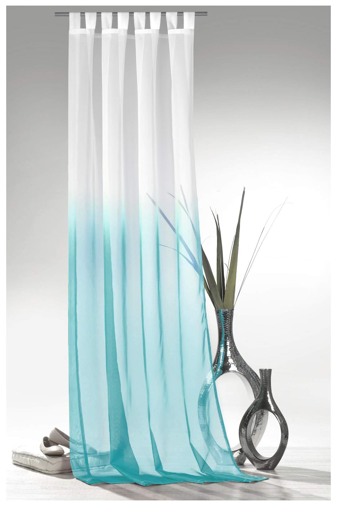 heimtexland Typ501 Ösenschal 245x140 Türkis transparent