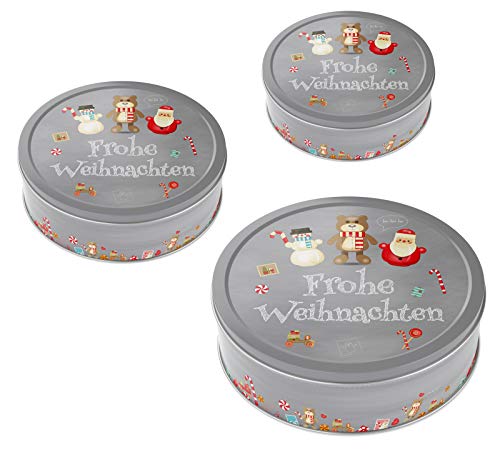 heimtexland Typ658 Gebäckdosen Weihnachtstrio 3er Set Rund