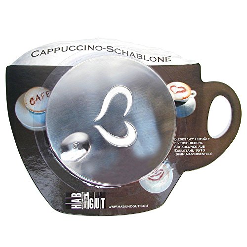 HAB & GUT CS001 Cappuccino Schablonen 11cm Edelstahl 3tlg Cafe Herz
