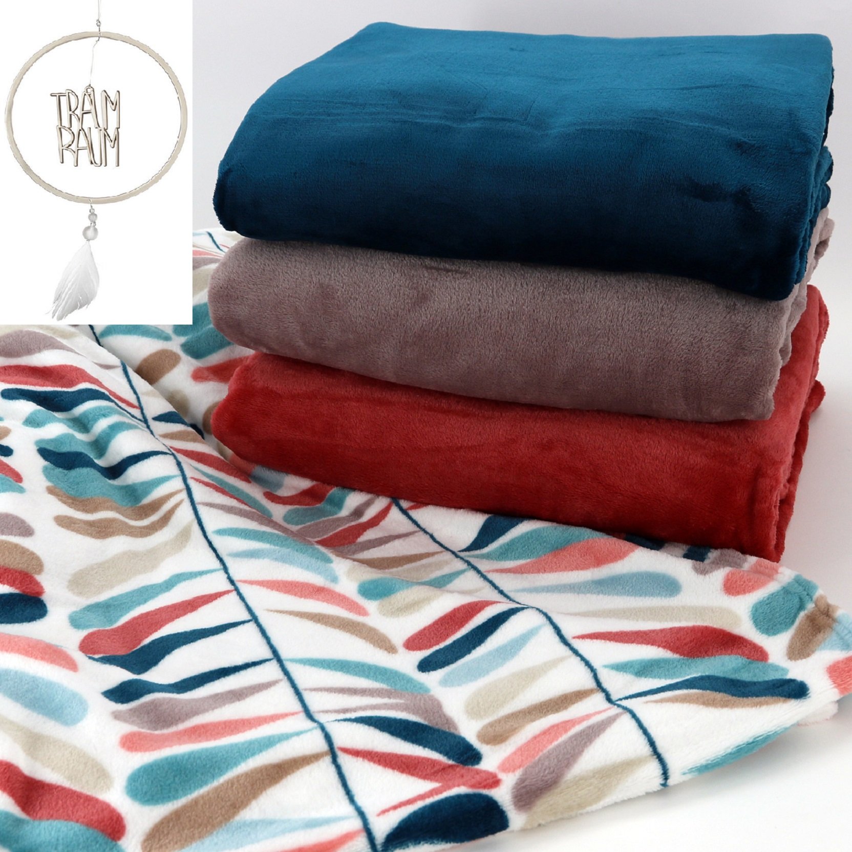heimtexland Typ540 Flanell Kuscheldecke 200x150 petrol Ethno