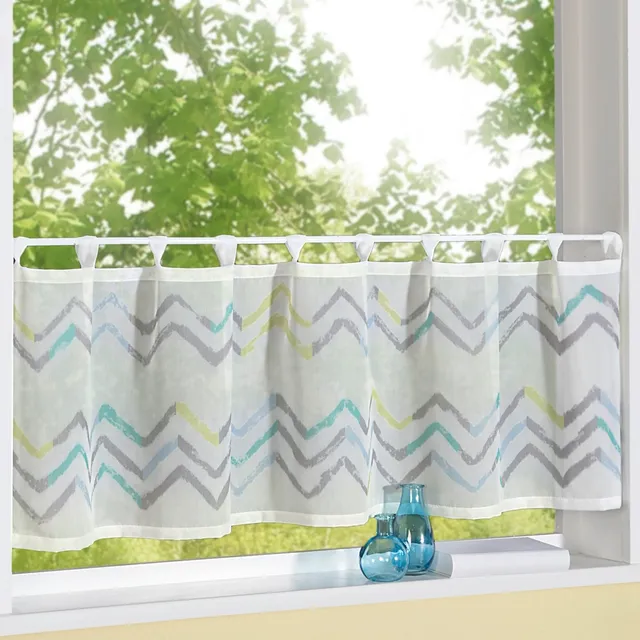 heimtexland Typ567 Scheibengardine Chevron Aqua 45x140