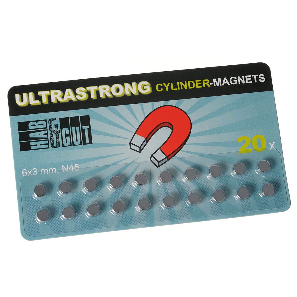 HAB & GUT MC000-BL Mini Magnete 20 Stk 6x3mm N45