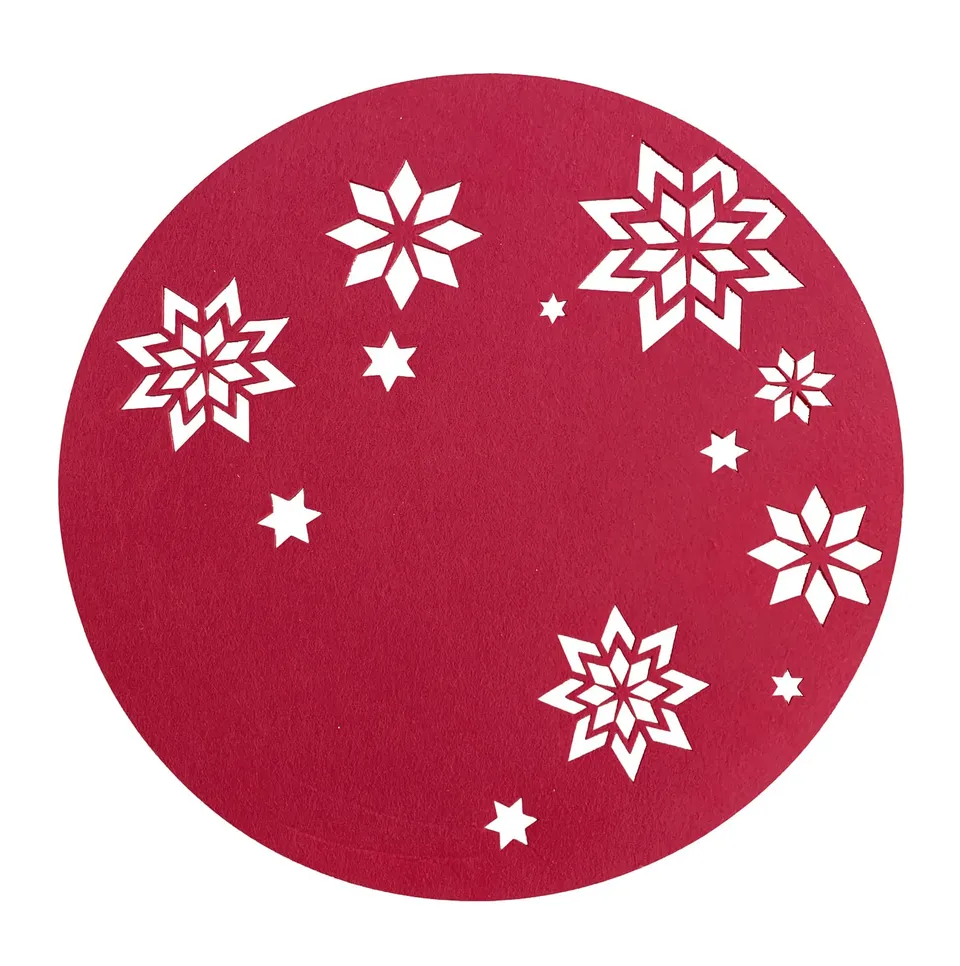 heimtexland Typ608 Tischset Filz 35 cm rot Sterne 2er