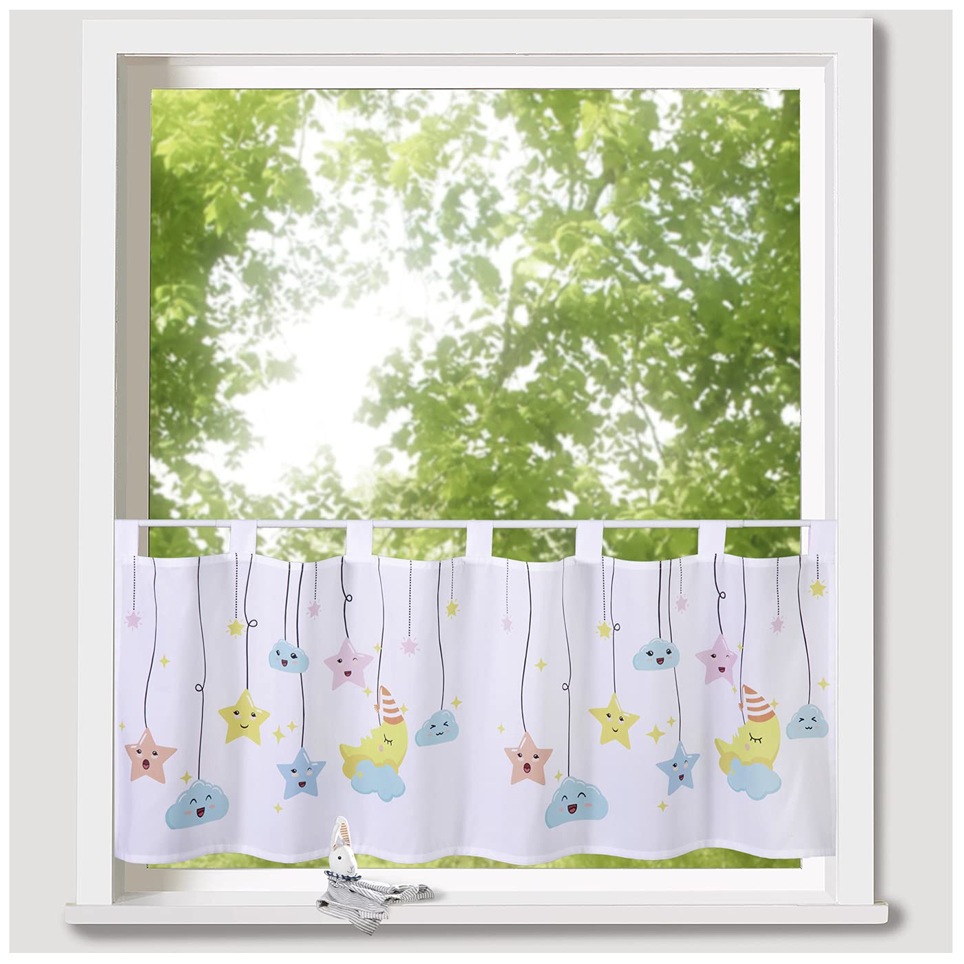 heimtexland Typ757 Scheibengardine 45x120 cm Wolke Mond Sterne blickdicht