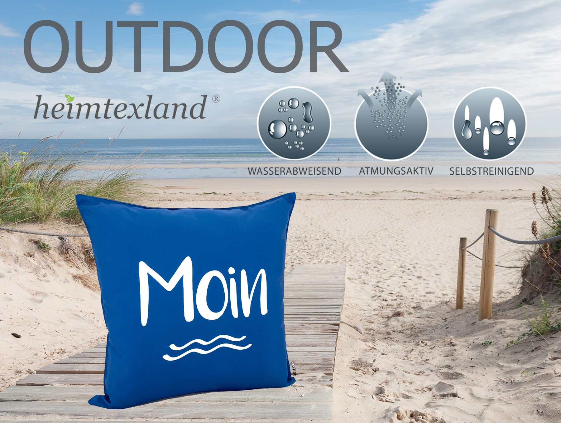 heimtexland Typ839 Outdoorkissen 45x45 cm Moin Blau wasserabweisend