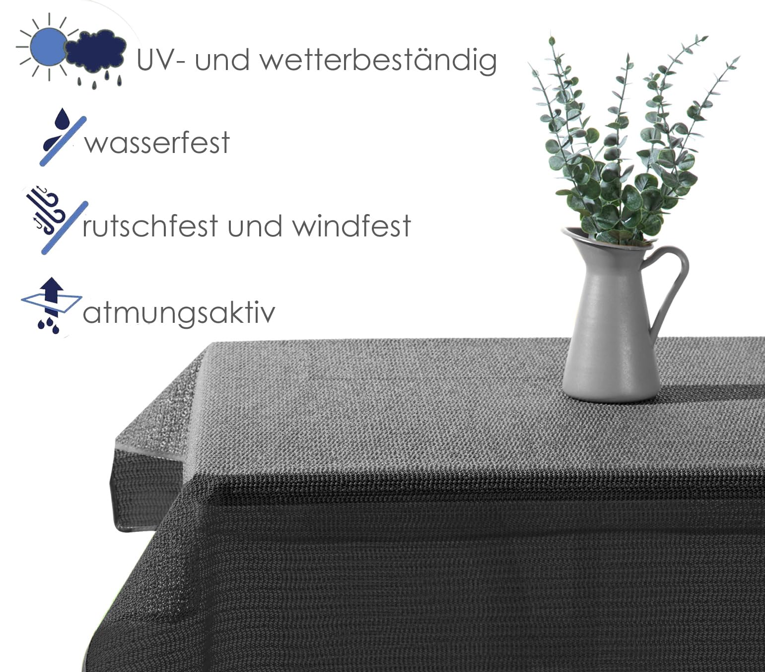 heimtexland Typ883 Gartentischdecke 110x140 cm grau wasserfest