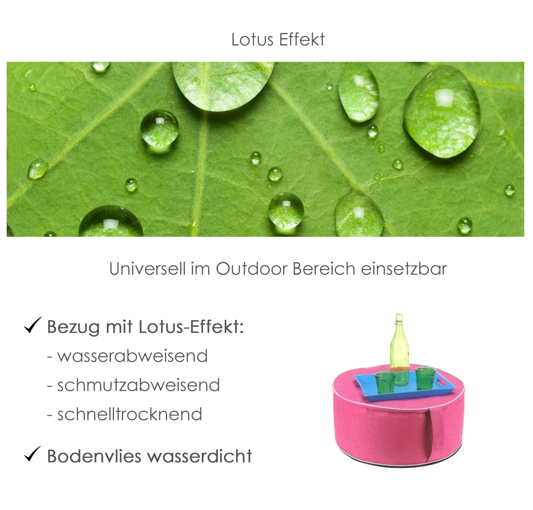heimtexland Typ841 Outdoor Pouf Gelb aufblasbar Ø56 cm