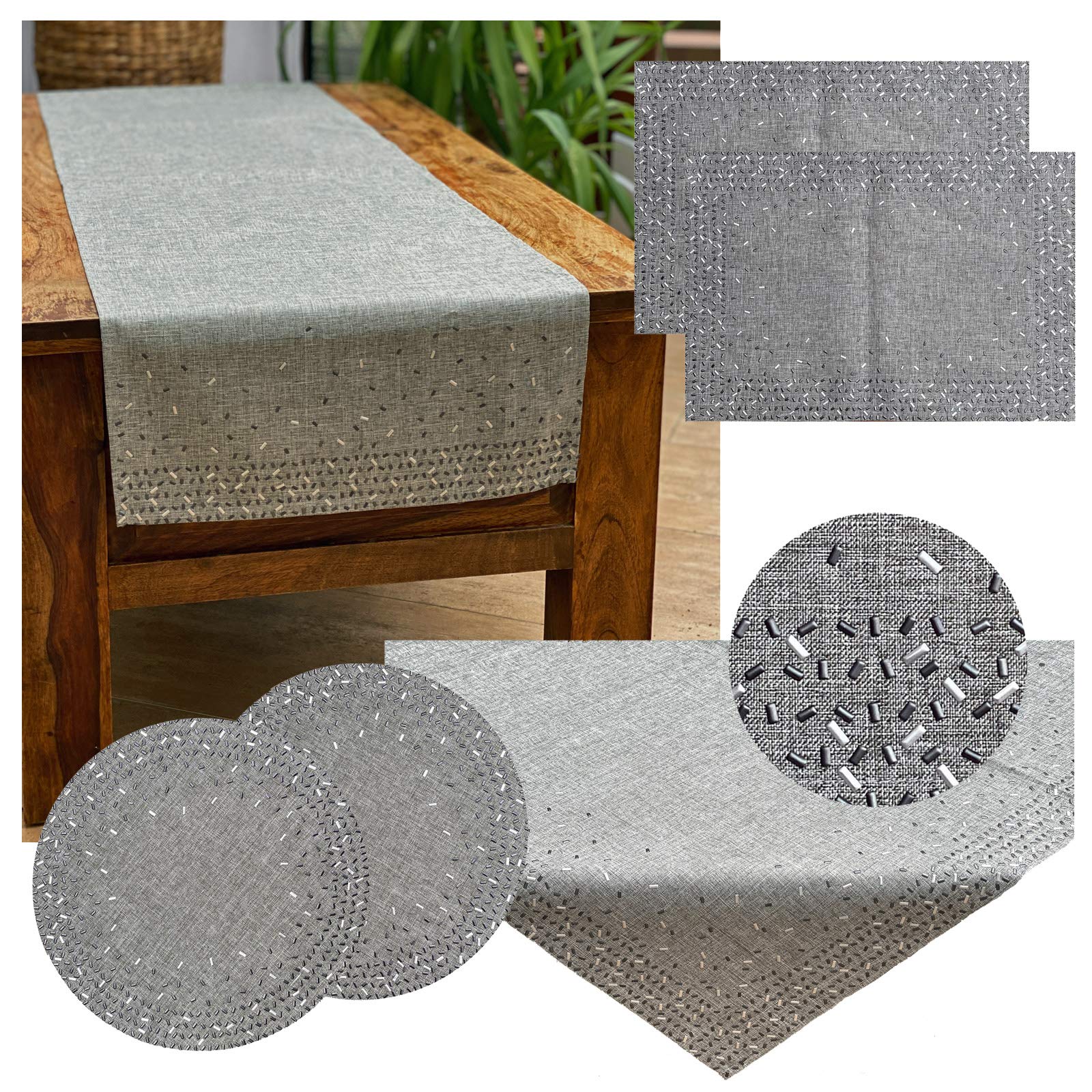 heimtexland Typ712 Tischdecke 85x85 Grau Nieten