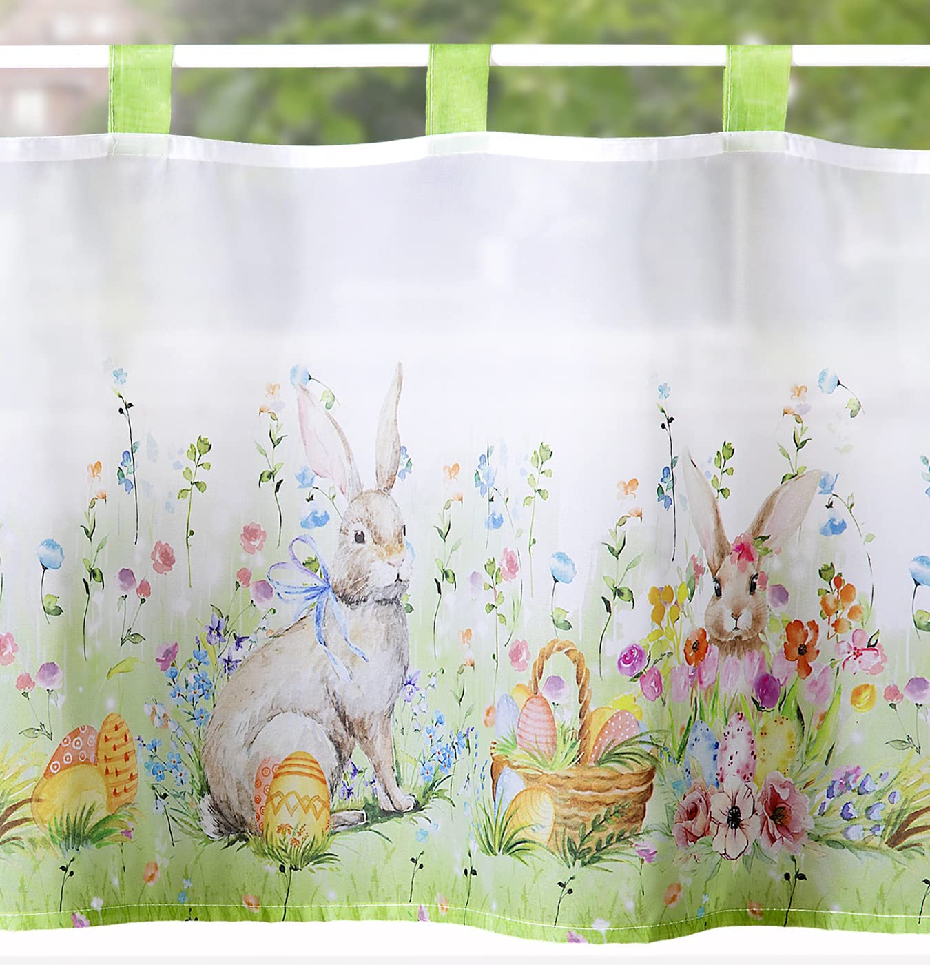 heimtexland Typ787 Scheibengardine 45x120 Osterhasen transparent