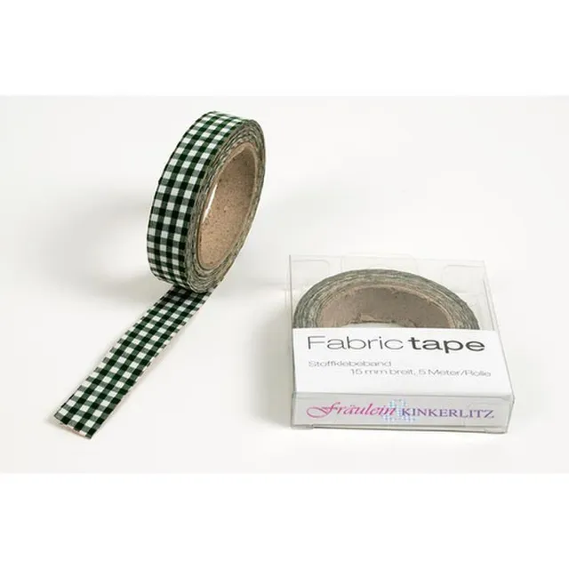 HAB & GUT TT007V Stoffband Grün kariert 15mm 5m Baumwolle