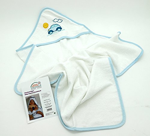 heimtexland Typ485 Baby-Badetuch Kapuze 100x100 hellblau Auto