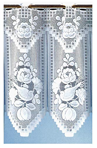 heimtexland Rosen Fensterbild 100x150 cm Weiß Jacquard Bogen
