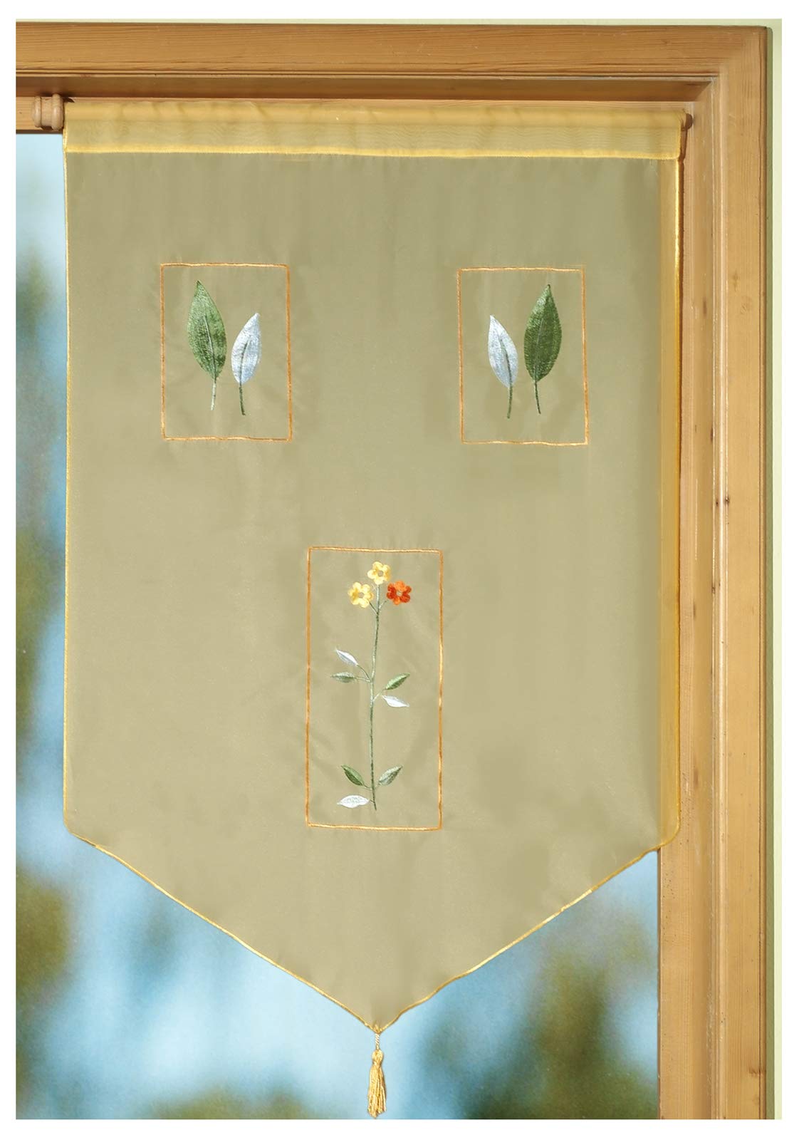 heimtexland Mediterran Typ627 Scheibengardine 90x60 terra bestickt