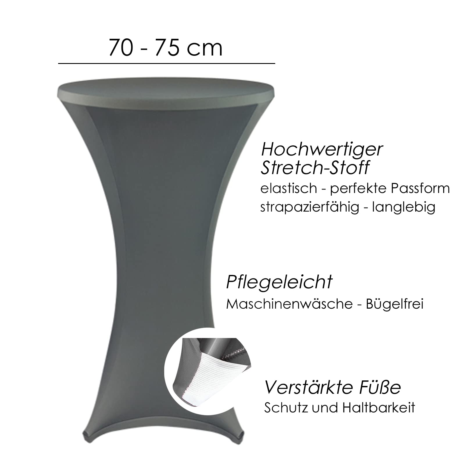 heimtexland Typ843 Stehtischhusse Anthrazit 70x110 cm Stretch