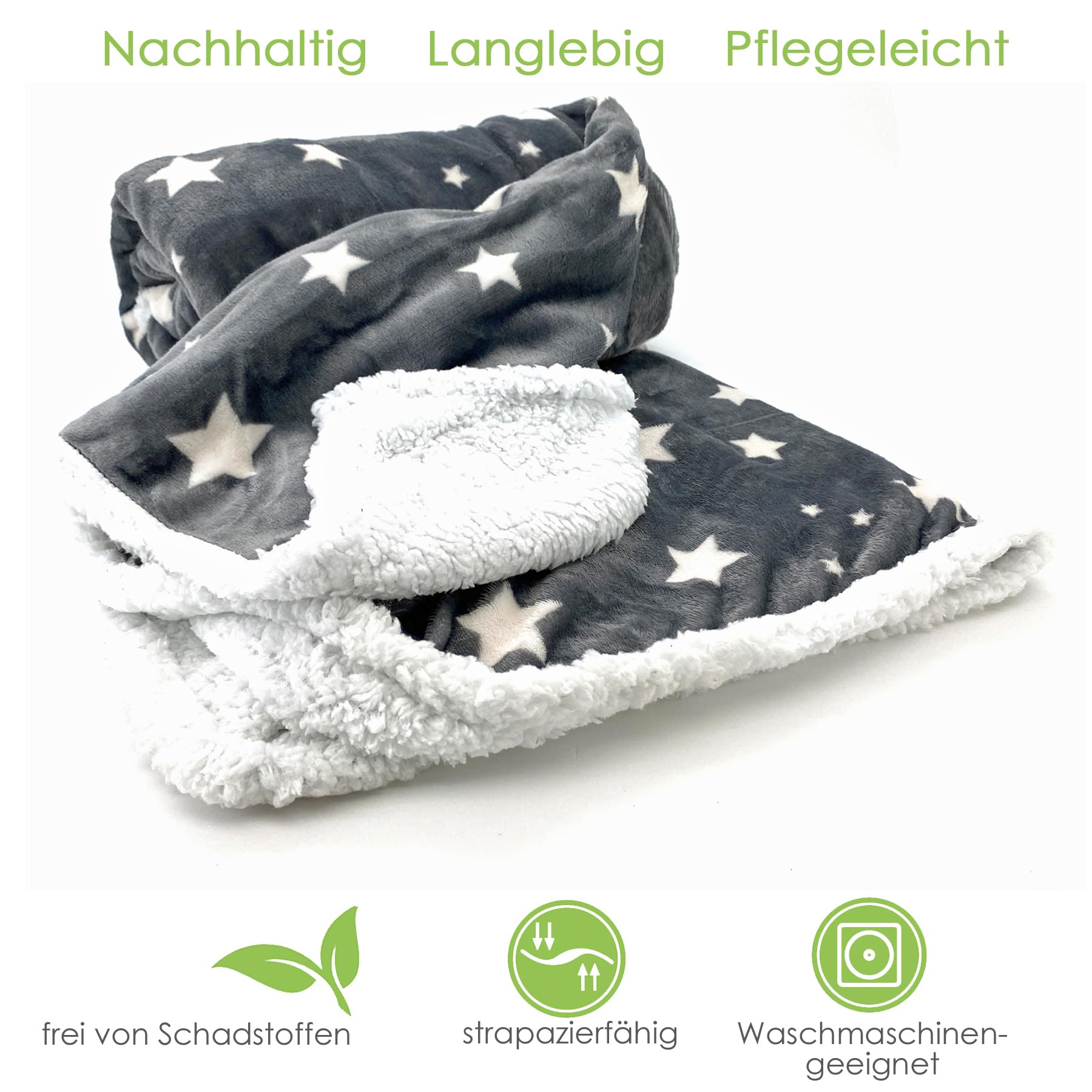 heimtexland Typ718 Kuscheldecke 200x150 cm grau Sterne