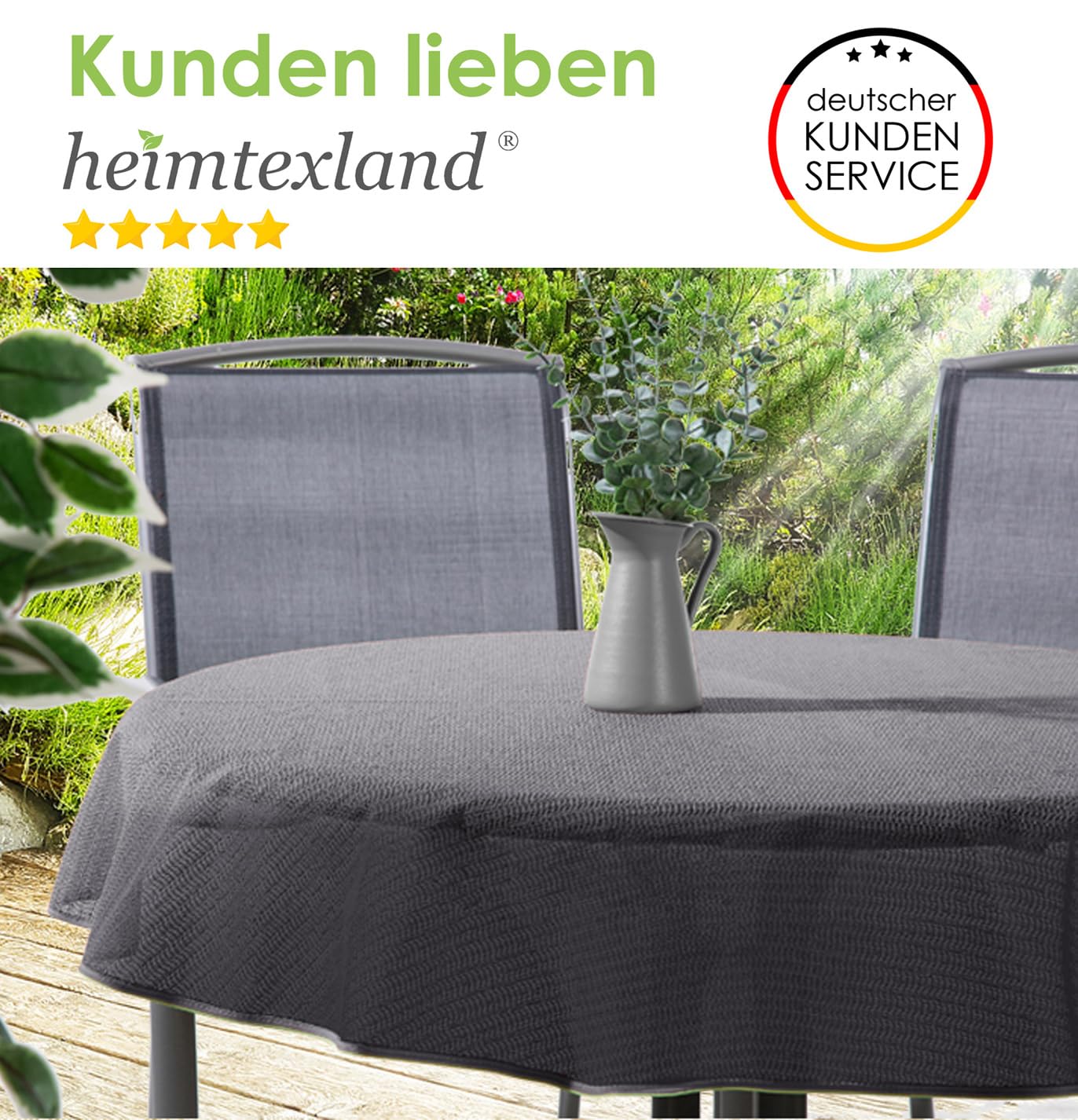 heimtexland Typ883 Gartentischdecke 110x140 cm grau wasserfest