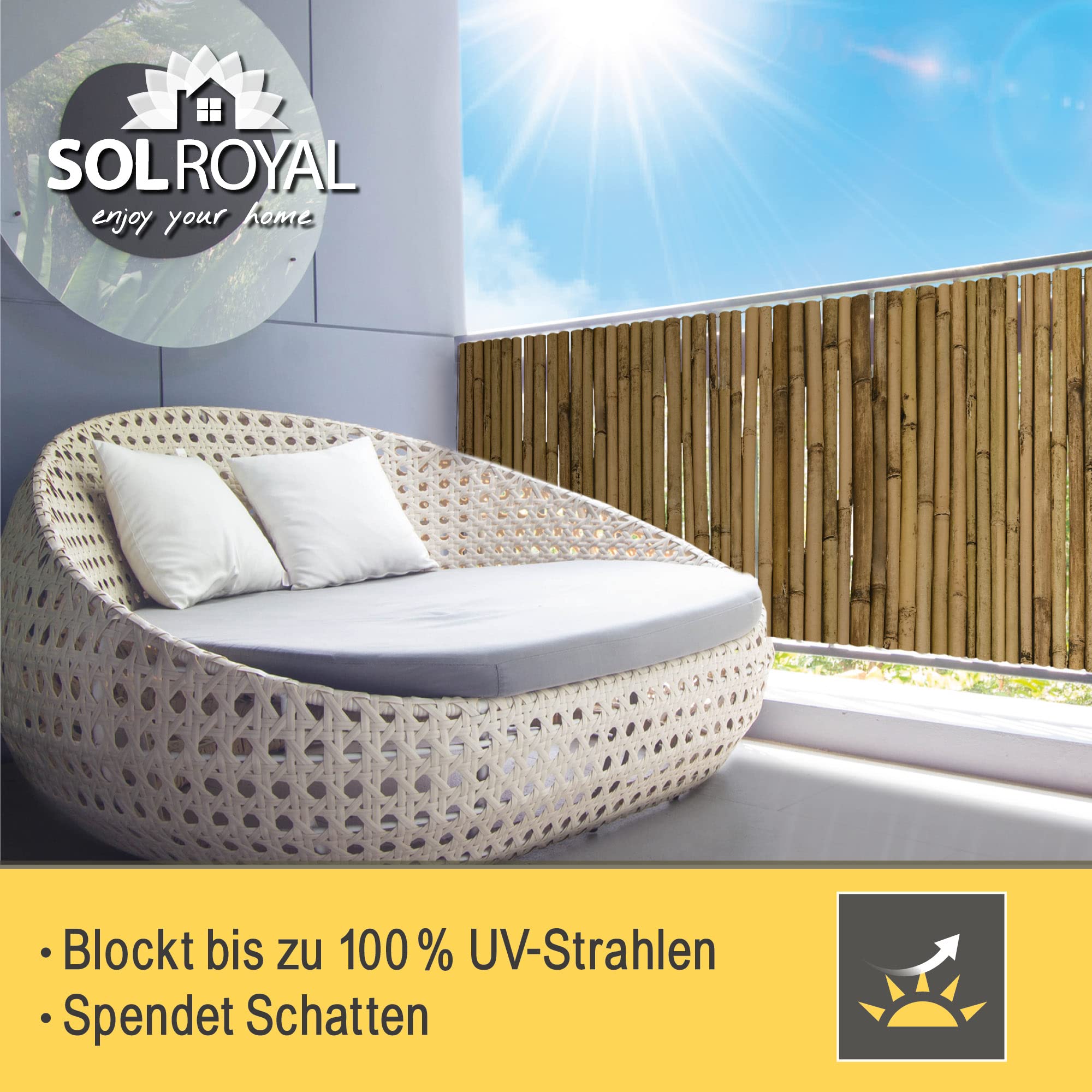 Sol Royal B38 Sichtschutzmatte 100x250 cm Bambus