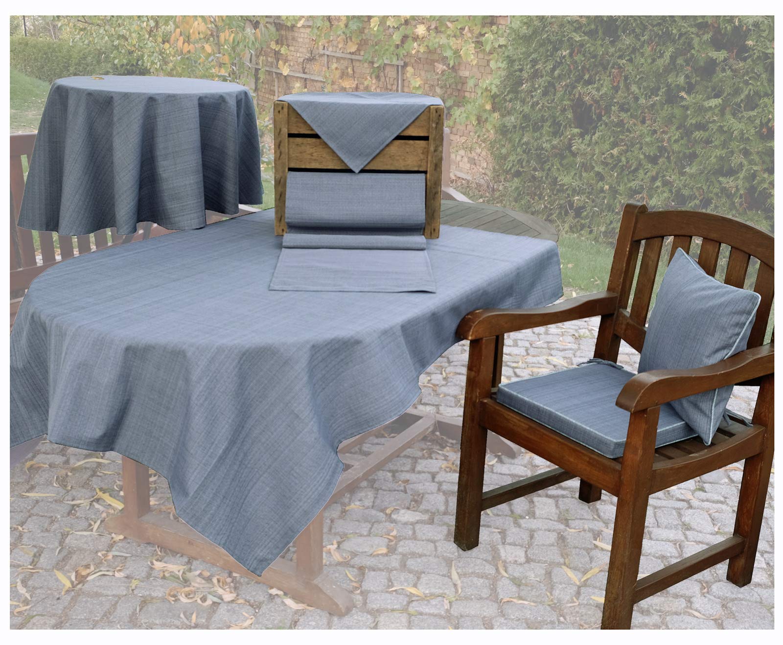 heimtexland Typ645 Tischdecke rund 145 cm grau Outdoor meliert