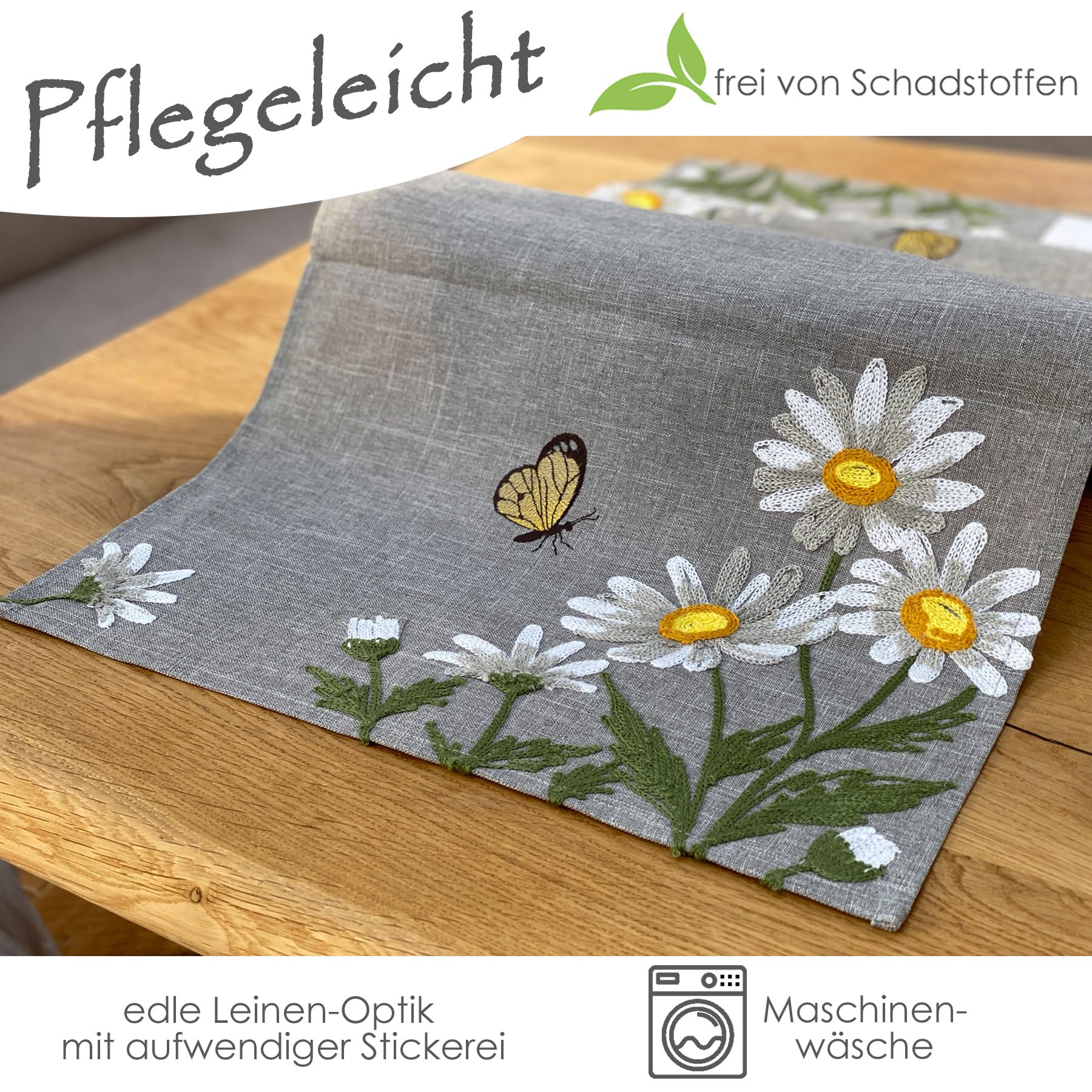 heimtexland Margariten Typ886 Mitteldecke 85x85 cm gelb bestickt