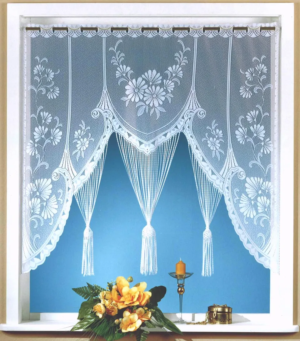 heimtexland Typ300 Scheibengardine M-Bogen 100x105 cm Weiß