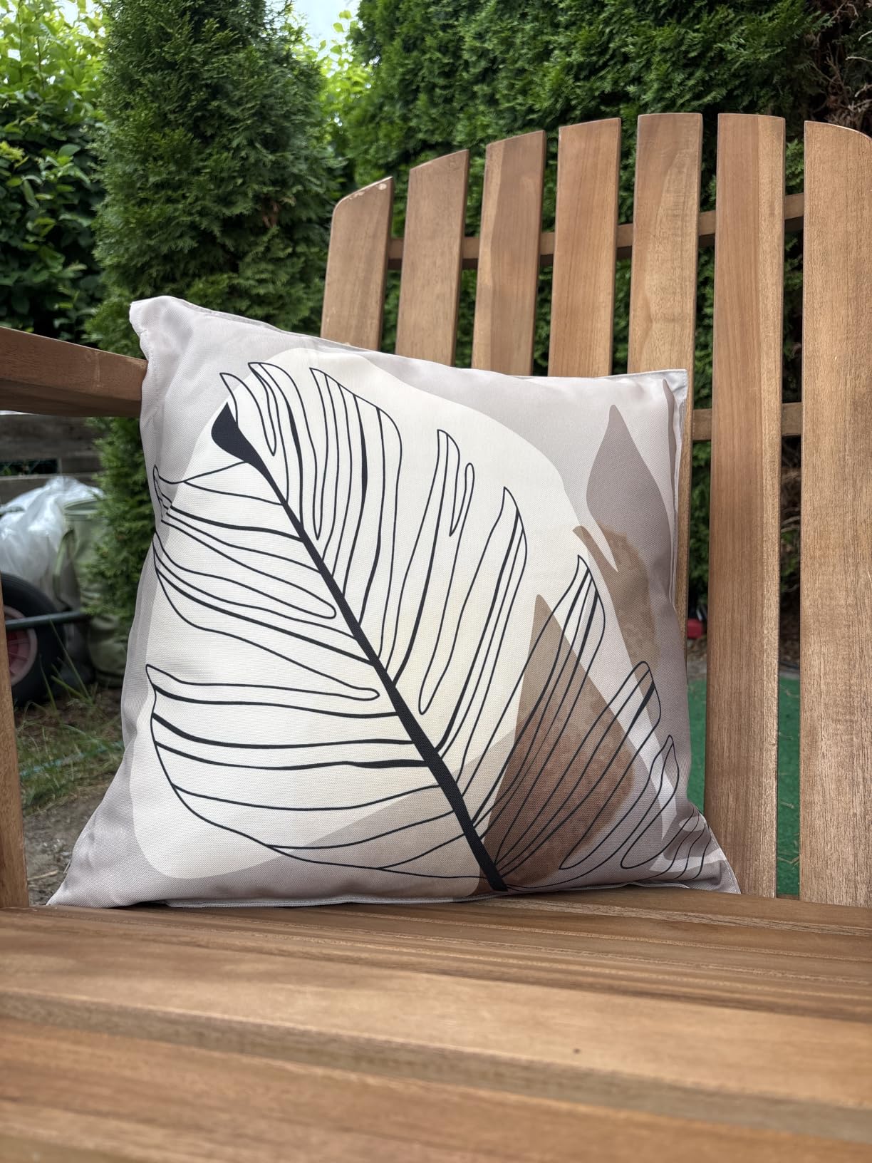heimtexland Typ906 Outdoorkissen 45x45 cm beige Blatt