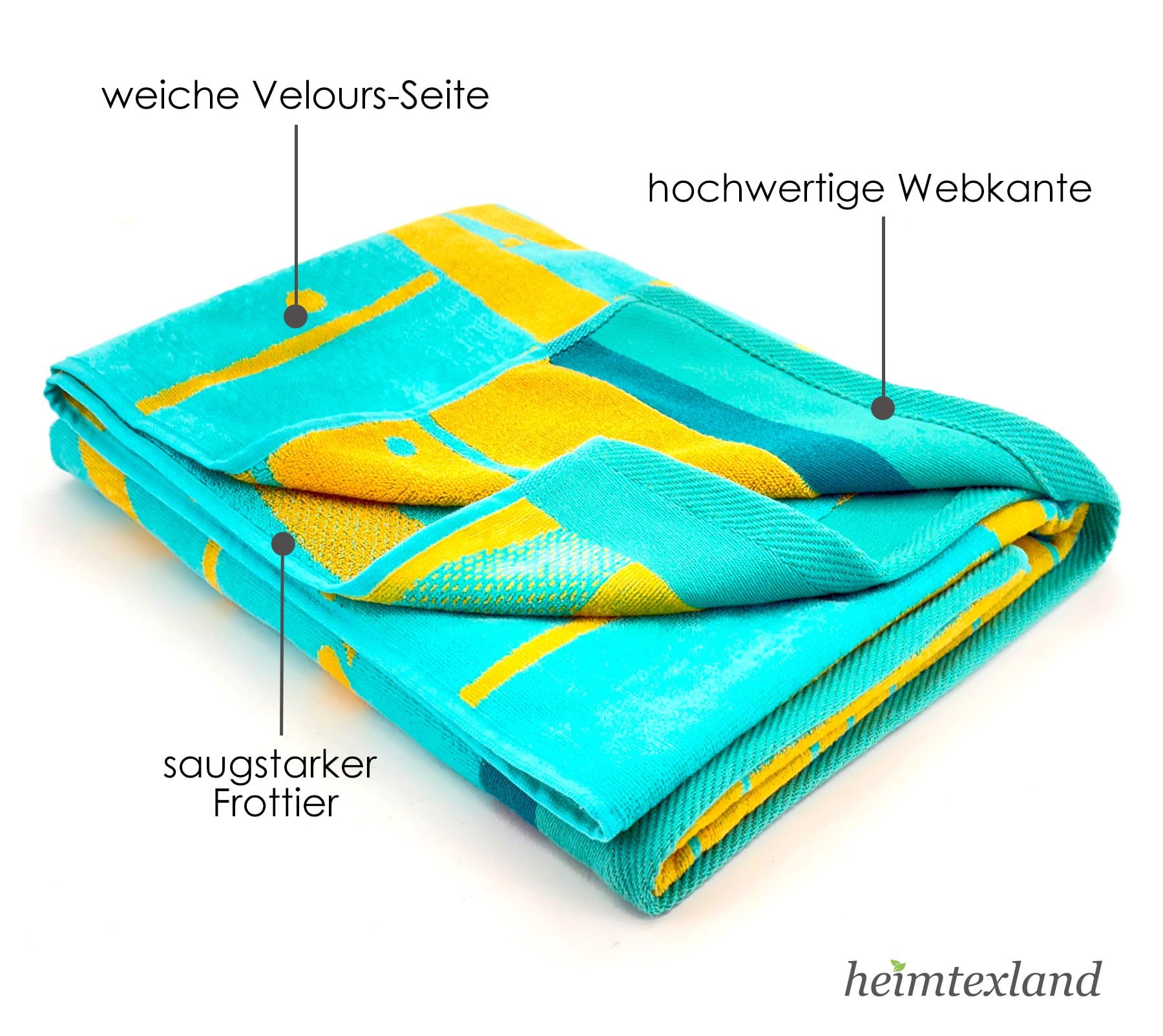 heimtexland Typ907 Strandtuch 90x160 Zitrone blau Baumwolle