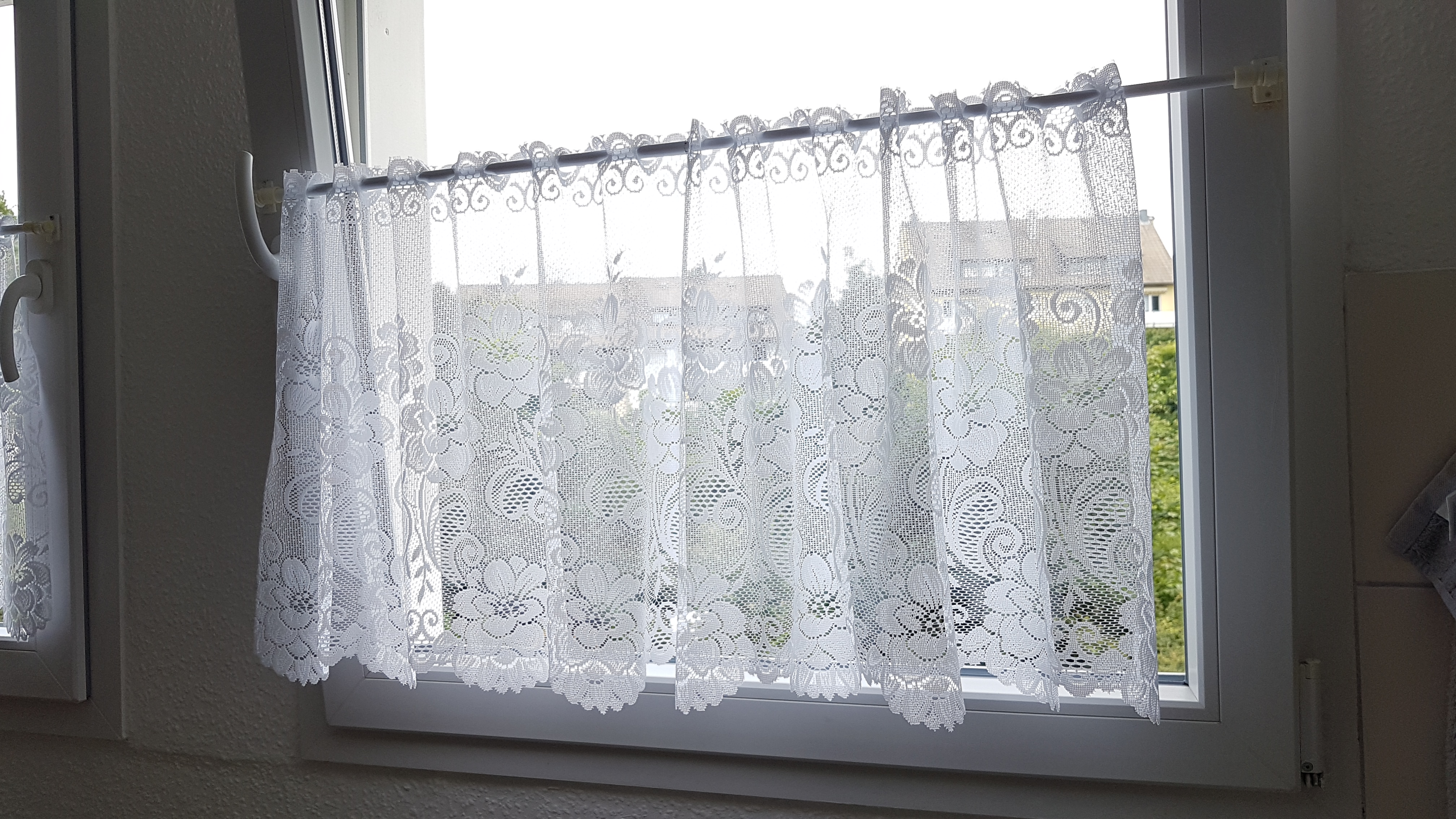 heimtexland Typ318 Scheibengardine Weiß 52x145 Jacquard
