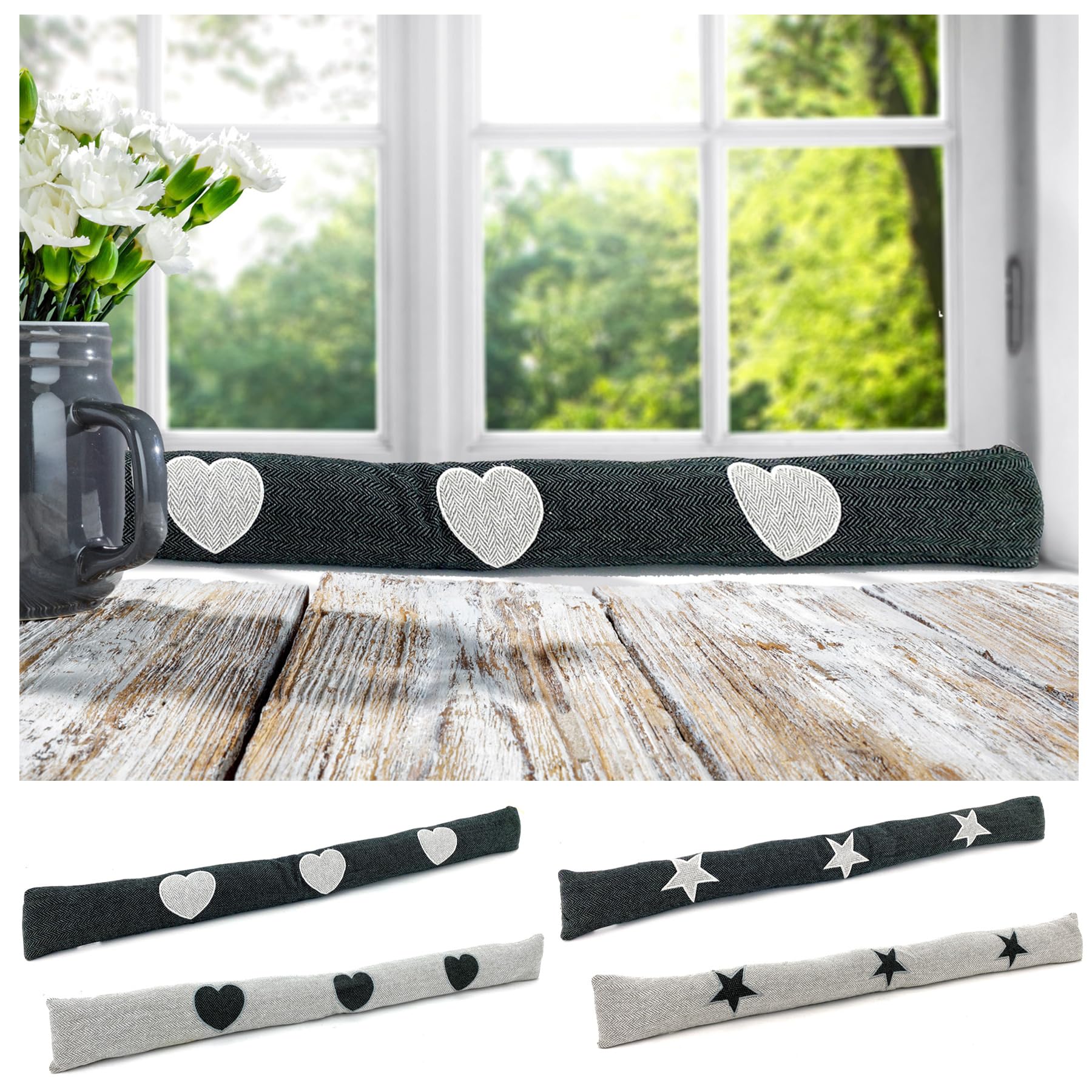 heimtexland Typ856 Zugluftstopper 90x10 cm Stern anthrazit