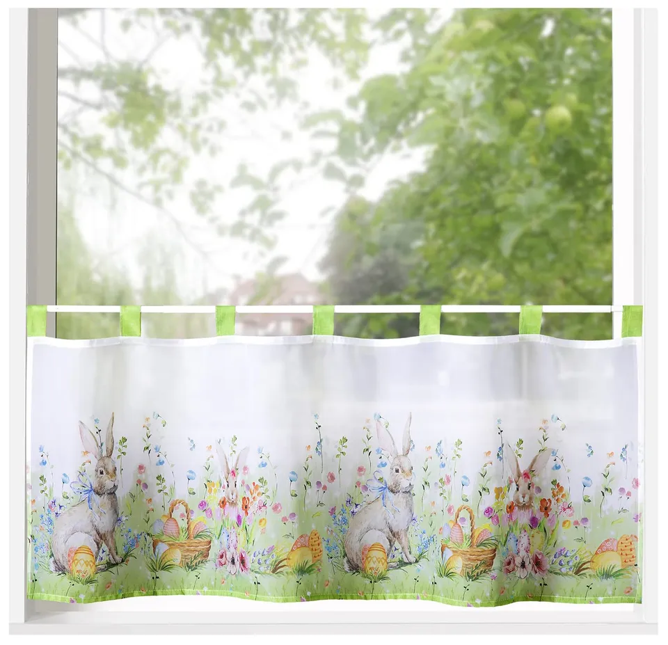 heimtexland Typ787 Scheibengardine 45x120 Osterhasen transparent