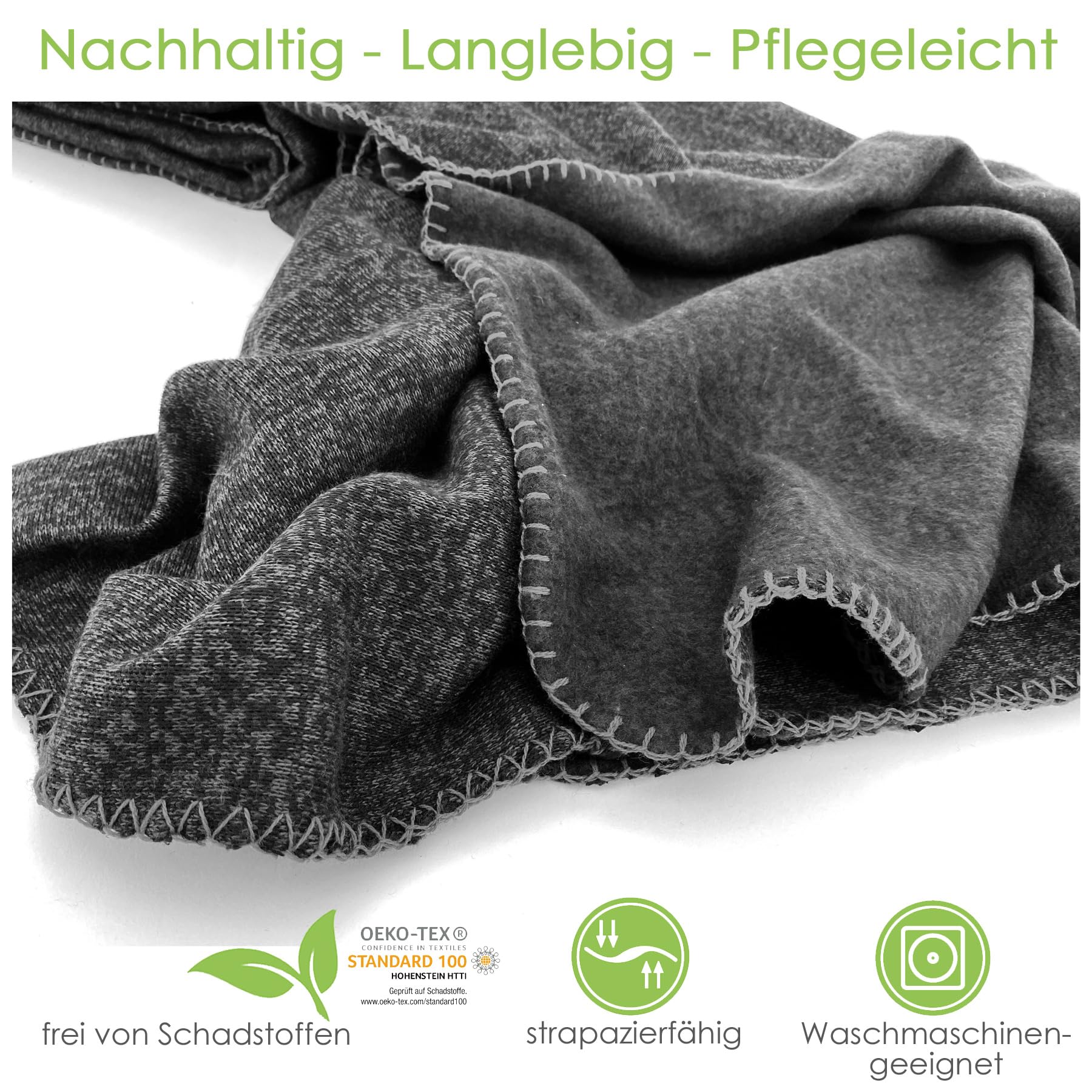 heimtexland Typ854 Wohndecke 150x200 cm anthrazit Strick-Fleece