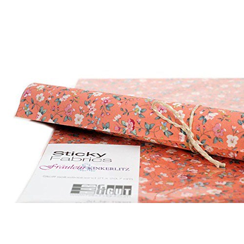 HAB & GUT Fräulein Kinkerlitz TS021 Stoffbogen Blumen Aprikose DIN A4