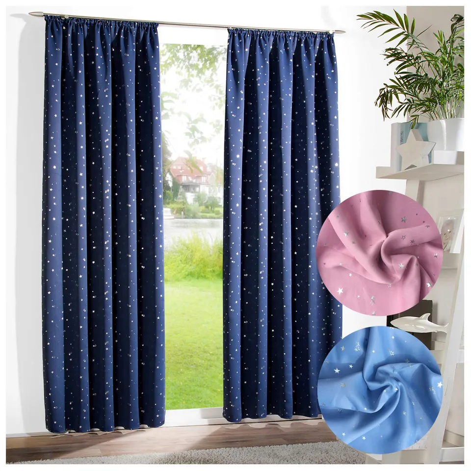 heimtexland Sterne Typ639 Verdunklungsgardine 175x135 cm Nachtblau