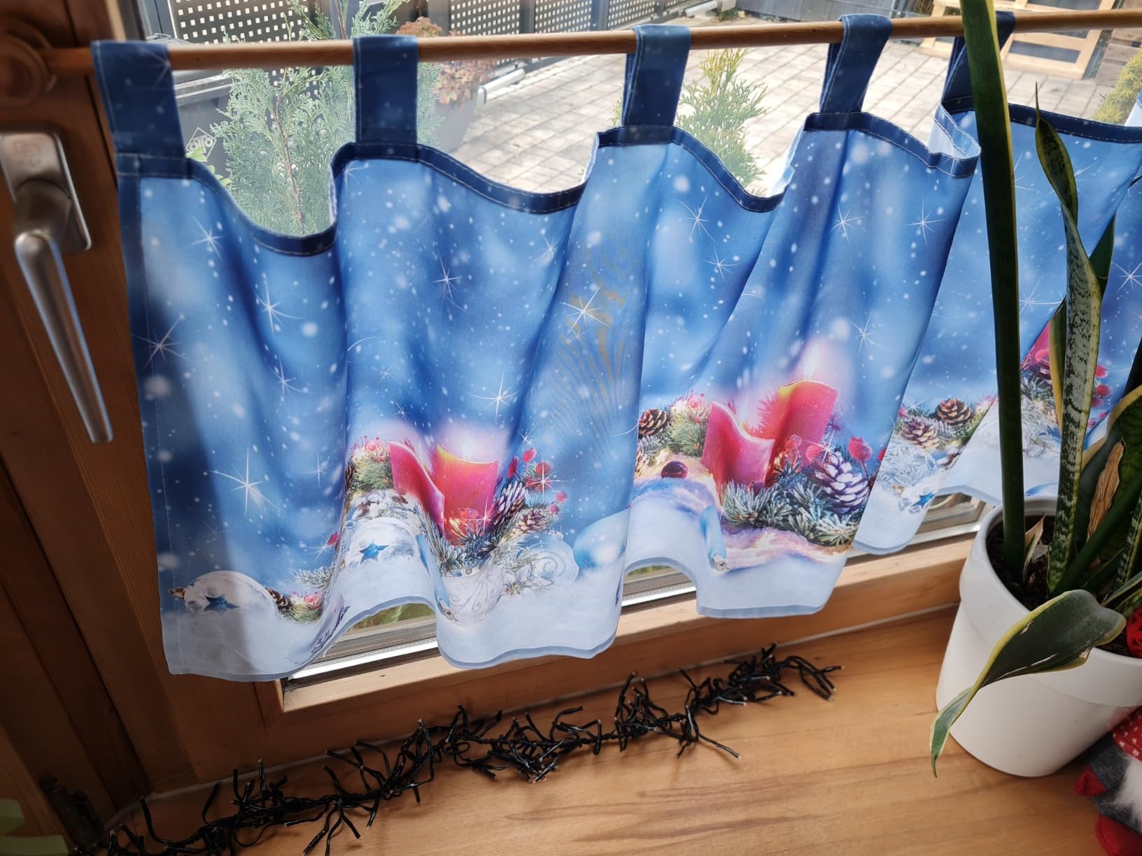 heimtexland Typ651 Scheibengardine Kerzen 2 45x120 cm Weihnachten